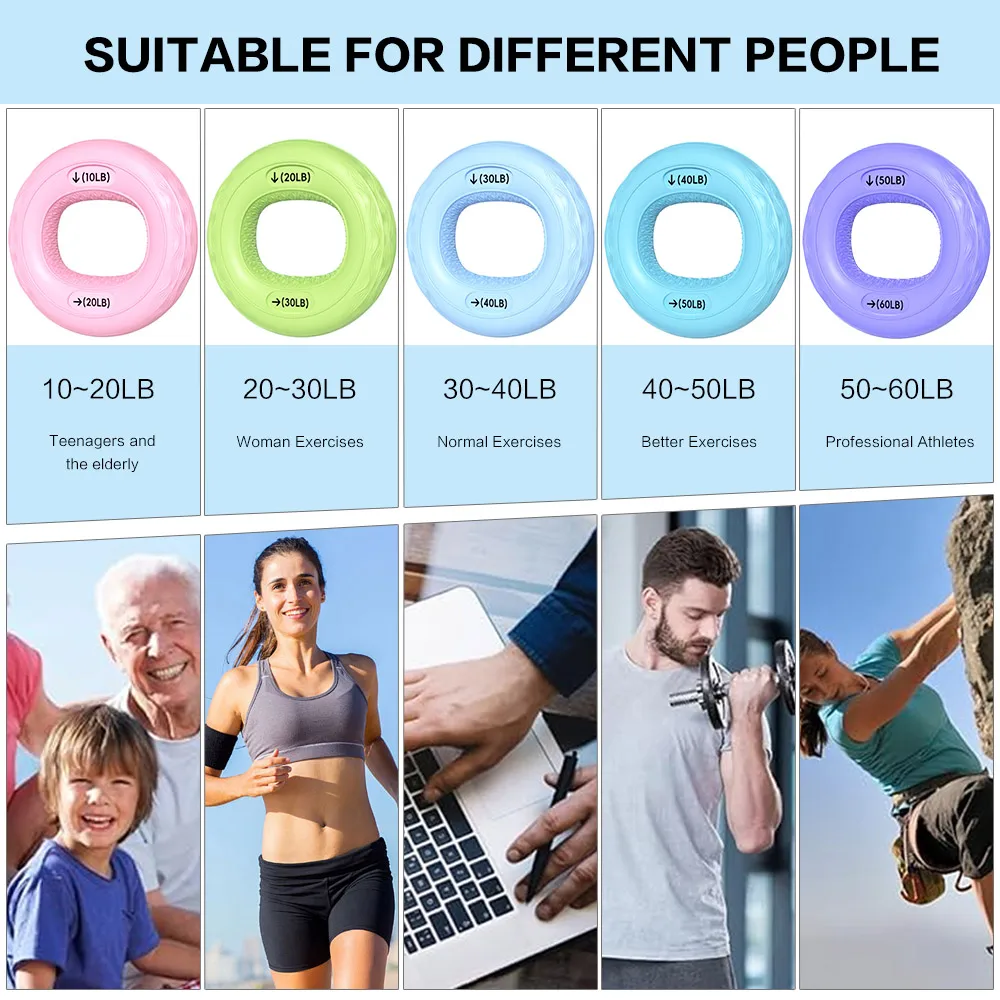 مقوي قبضة اليد، مدرب قوة القبضة، مجموعة تمرين الأصابع، قابض اليد من السيليكون، معدات اللياقة البدنية للتمرين المنزلي في صالة الألعاب الرياضية