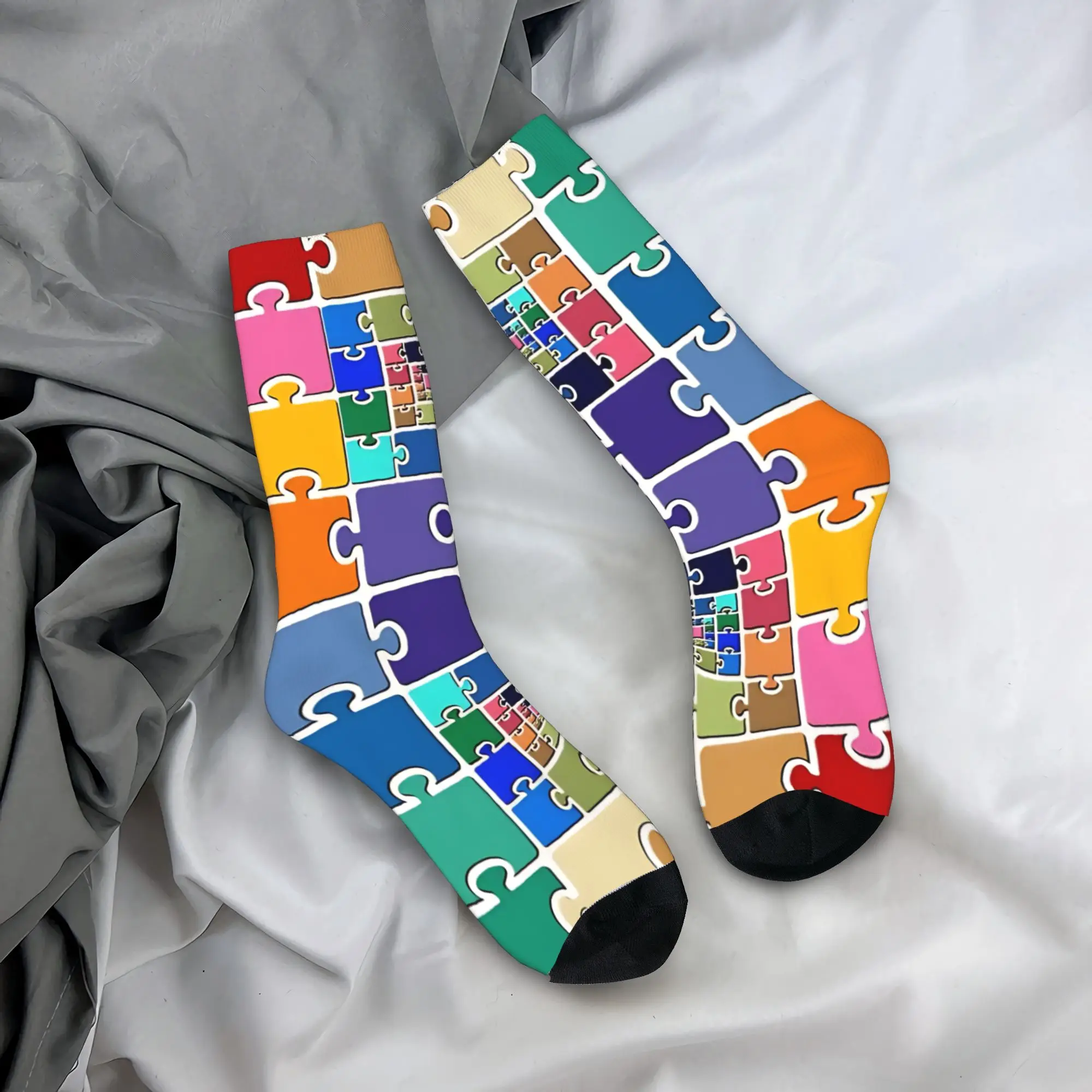 

Puzzle Socks Graphic Stockings Anti Sweat Men Socks Warm Soft Autumn Fashion Cycling Socks