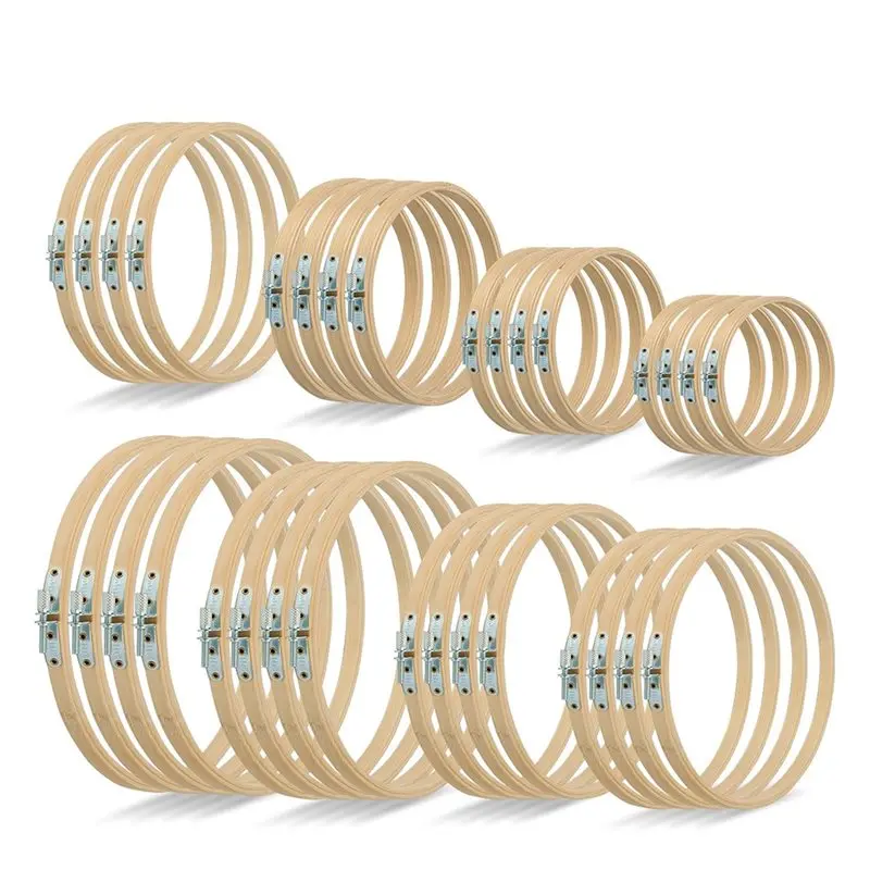 

A88E-For Crafts And Decor Embroidery Hoop Set- 32Pcs In 4 Inch To 12 Inch Sizes, Bamboo Cross-Stitch Frames Included
