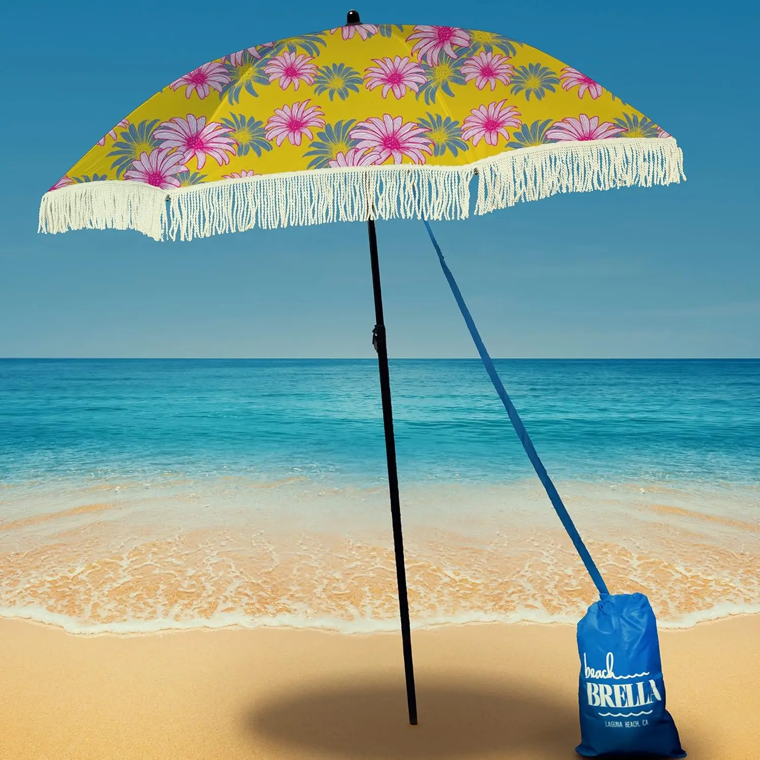 

Windproof Beach Umbrella with Sand Anchor & UV Protection - Lightweight & Portable for Travel