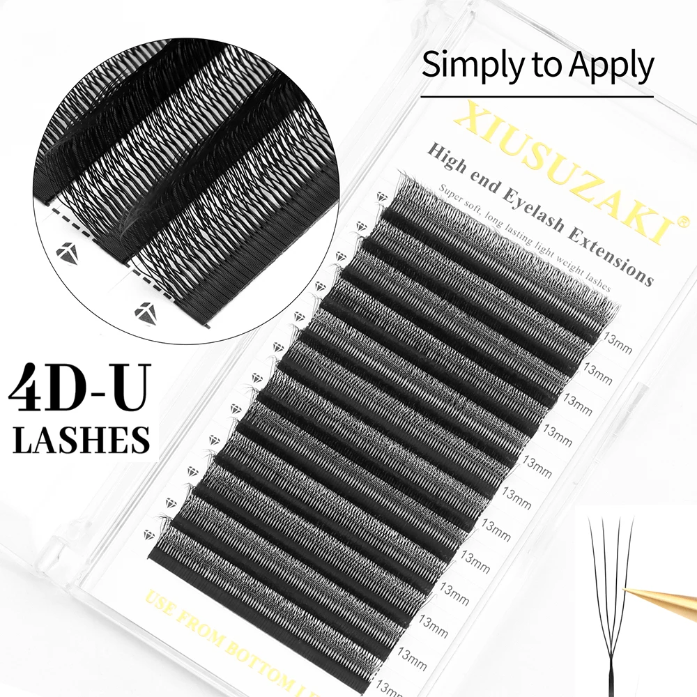 XIUSUZAKI U 4DW ラッシュエクステンション 自動開花プレメイドファン U字型まつげエクステンション 個別つけまつげ