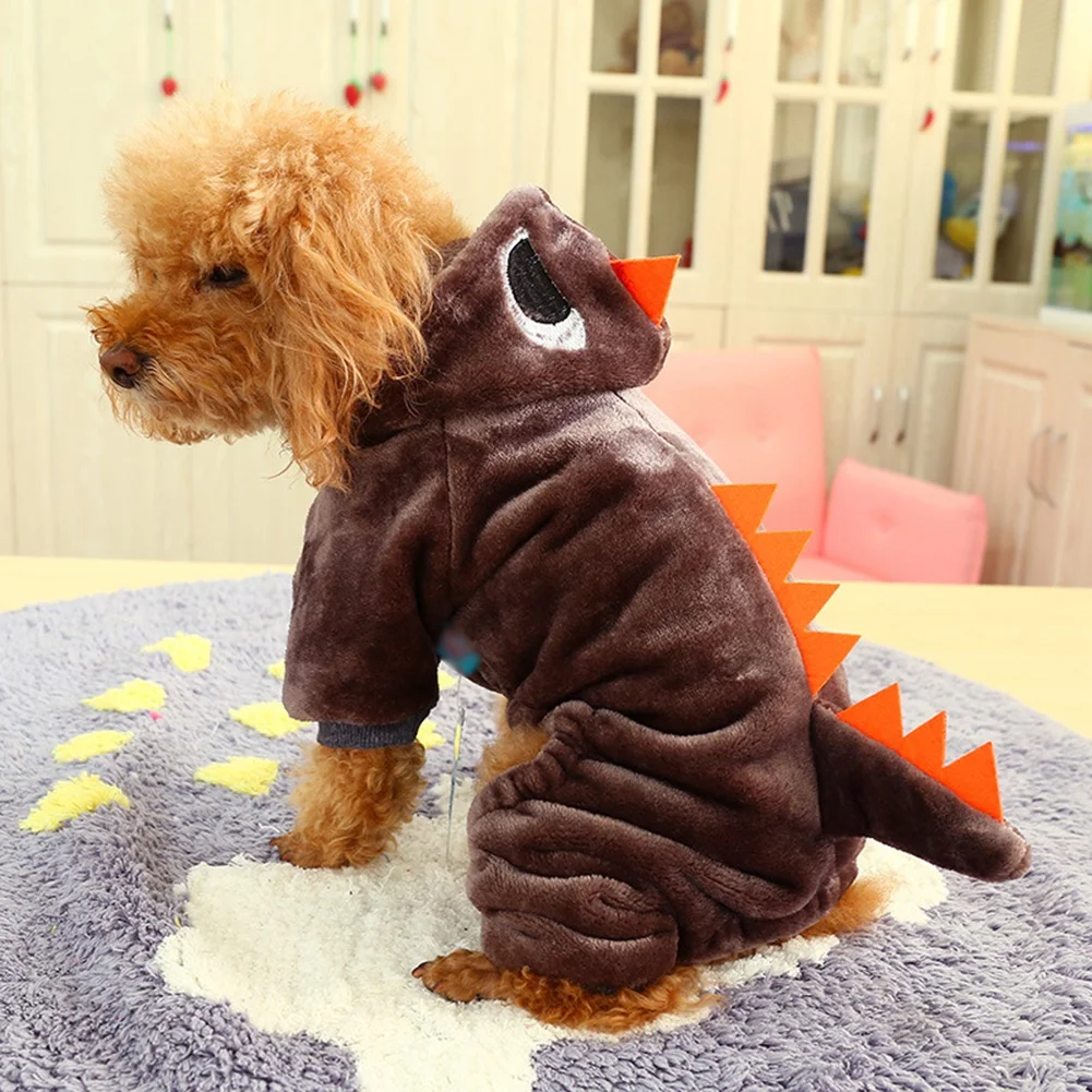 Dogs Clothes Small Pet Costume Halloween Dinosaur Costume Dog Clothing Puppy Outfits Funny Apperal Winter Plush Home Wear