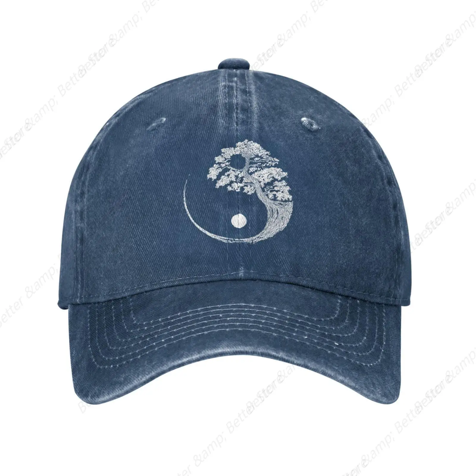 Buddha Yin Yang Vintage Washed Denim Baseball Cap Adjustable Dad Hats Gift for Men Women