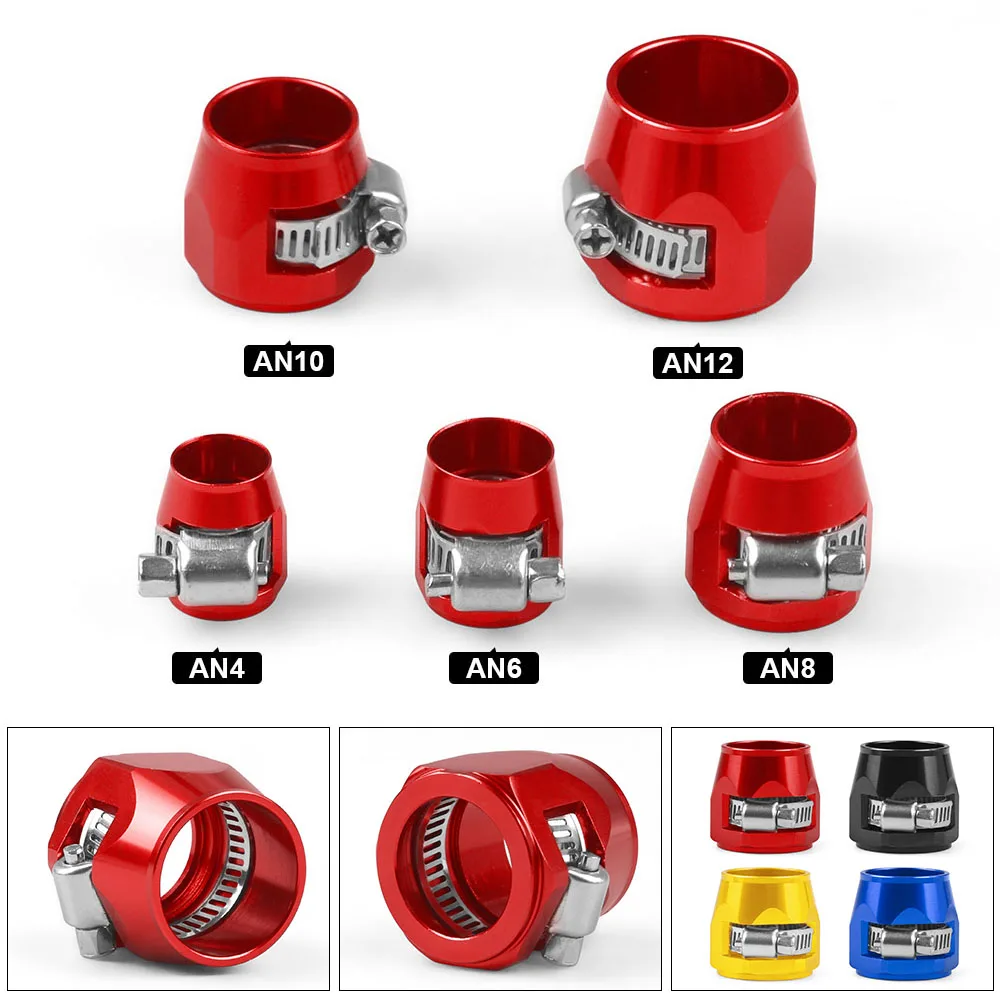 2PCS/LOT Hose Clamp AN4 AN6 AN8 AN10 AN12 Fuel Pipe Clip Oil Water Tube Hose Fittings Finisher Clamps Hex Finishers