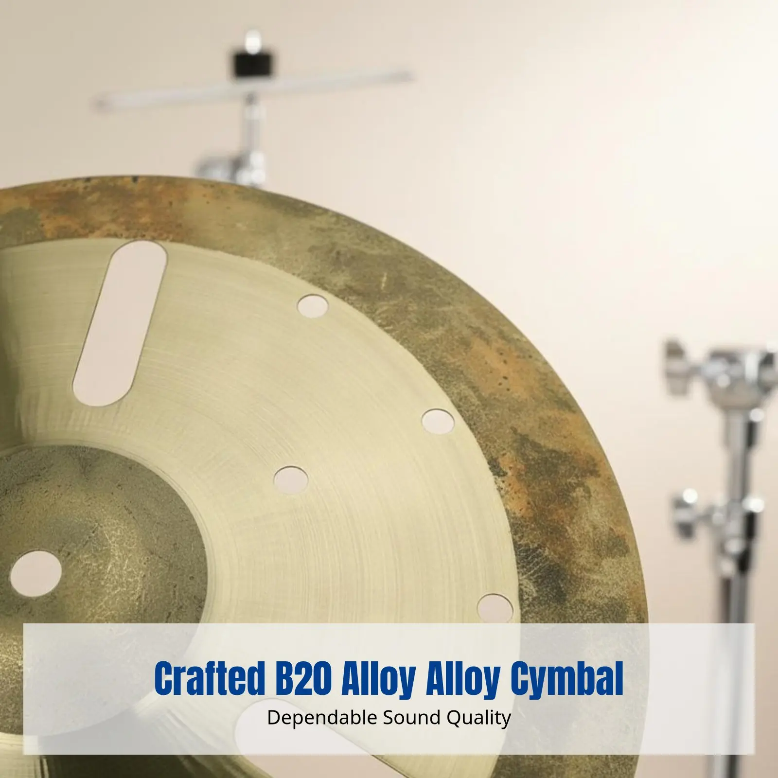 Hi-Hat Cymbal, Effect Cymbal, Drum Kit, Jazz Drum, B20 Alloy Handmade, Hole Pattern, Double Process, Vintage Style view 4