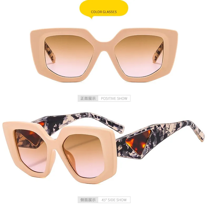 KAMMPT Übergroße Vintage Sonnenbrille Frauen Mode Unregelmäßigen Farbverlauf Shades Brillen Trendy Luxus Marke Design UV400 Sonnenbrille – Detail 14