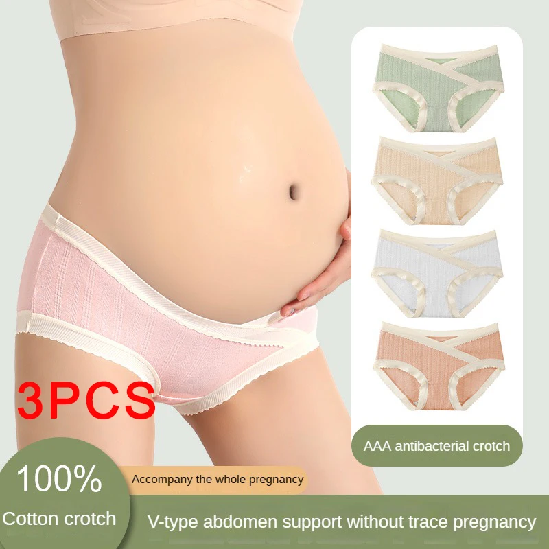 3PCS Soft Briefs V-shaped Abdominal Support Underpanties Pregnancy Childbirth Female Underwear Pregnant Woman Women's Panties