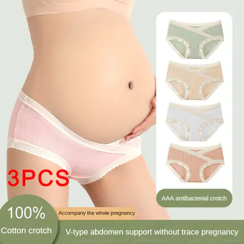 3PCS 소프트 팬티 V 자형 복부 지원 속옷 임신 출산 여성 속옷 임신 한 여자 여자 팬티