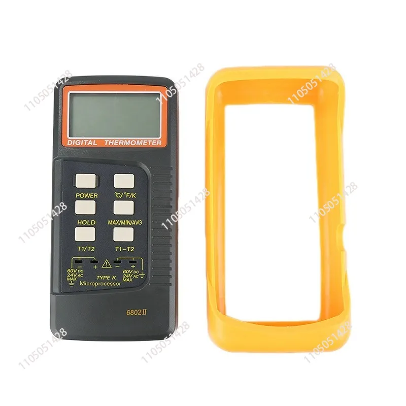 

Цифровой термопарный термометр типа K (-50-1300 ° C) Двухканальный, 2 хомута для труб термометра и 2 датчика