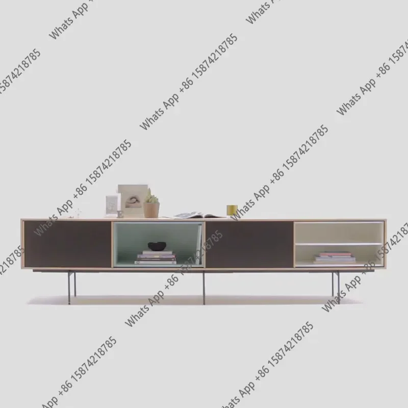 

Rr High-end Italian Minimalist Light Luxury TV Cabinet Modern Minimalist Nordic Log Color Living Room Solid Wood Tall Model