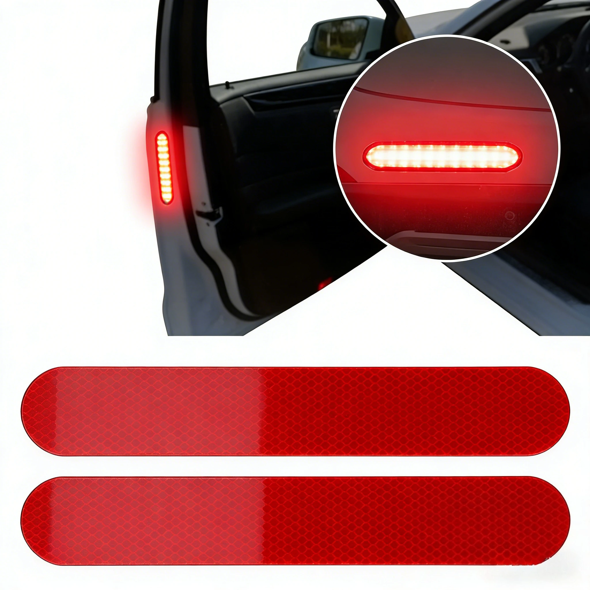 

1 Pair Motorcycle Red Reflective Sticker Tape, High Bright Safety Warning Reflective Strip Night Driving Decoration Accessories
