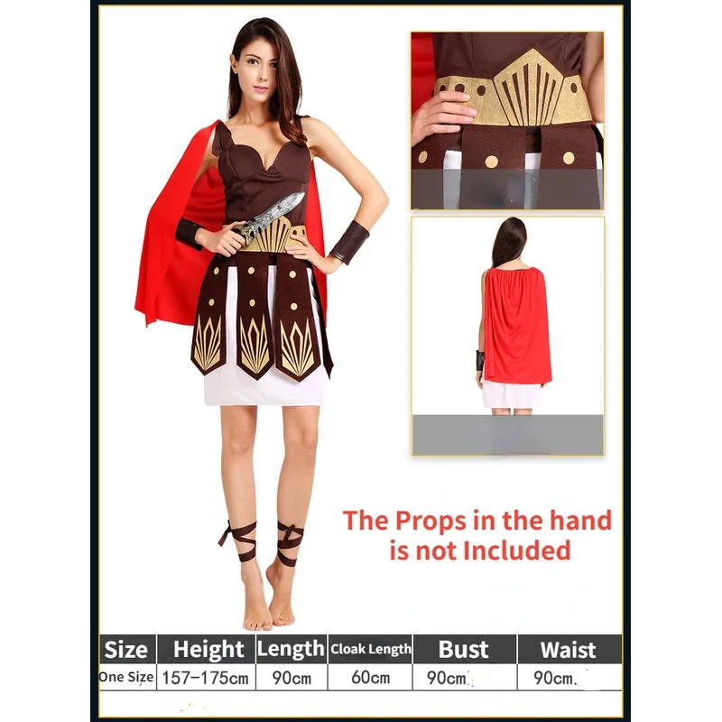 Uomo donna antico guerriero romano Costume gladiatore cavaliere greco Julius Caesar panno Cosplay bambini adulti Halloween Purim puntelli