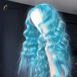Charisma Synthetic Lace Front Wig Blue Hair Long Body Wave Colored Wig Heat Resistant Hair Soft Lace Front Wigs Cosplay