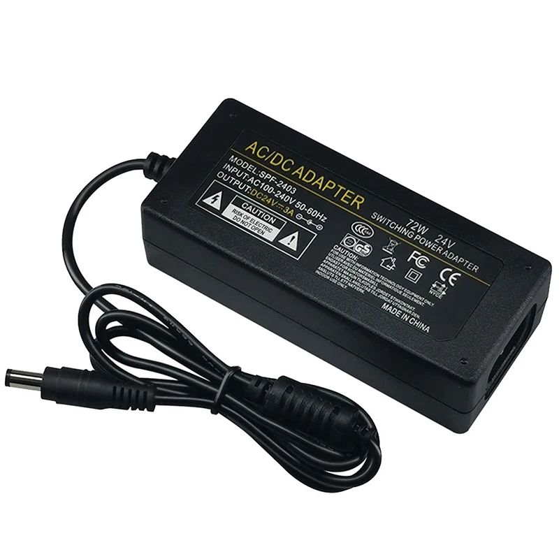 EU Plug Universal DC5525 AC 100V-240V to DC 24V 3A Power Switch Adapter 72W Switching Power Supply