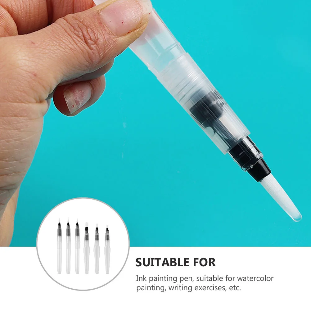 

6pcs Watercolor Brush Set Ink Pens Lightweight Painting Markers For Kids Students School Supplies Gift Artists