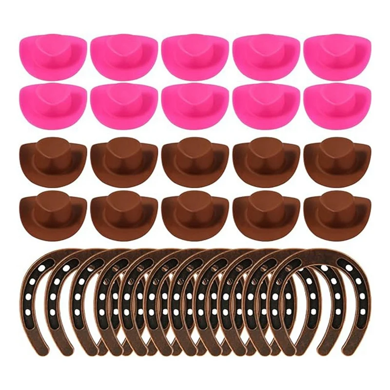 30Pcs Mini Horseshoe Plastic Western Party Hats Western Barbie Hat For Birthday Horse Party Decoration Supplies