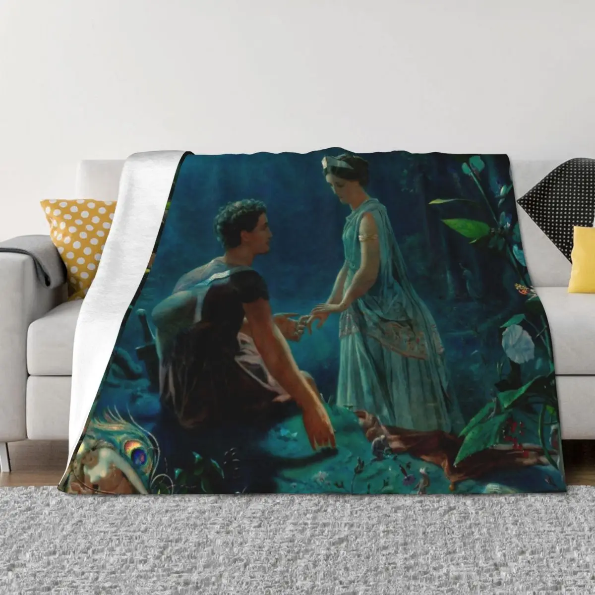 

John Simmons Hermia and Lysander. A Midsummer Night's Dream Throw Blanket Weighted Decorative Sofa Quilt Blankets