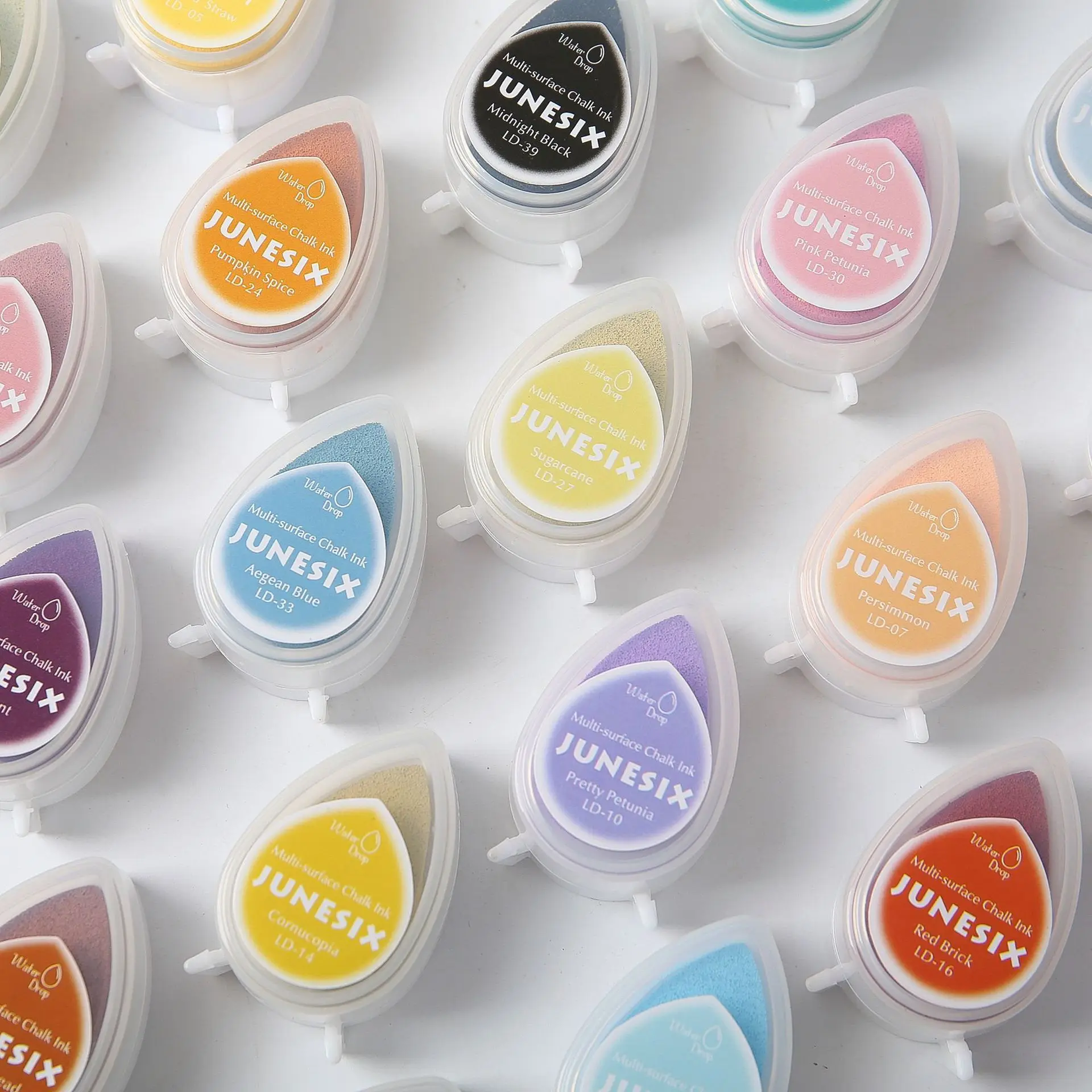

40 Colors LD Series Water Drop Ink Pad for Carving Rubber Stamps, Multifunctional Quick-Drying Dye Ink for Paper Wood Fabric