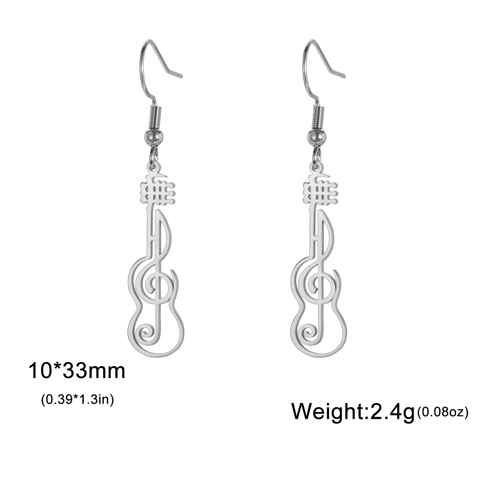Sipuris Music Note Dangle Earrings For Women Stainless Steel Hot Fashion Violin Symbol Jewelry Accessory Gifts