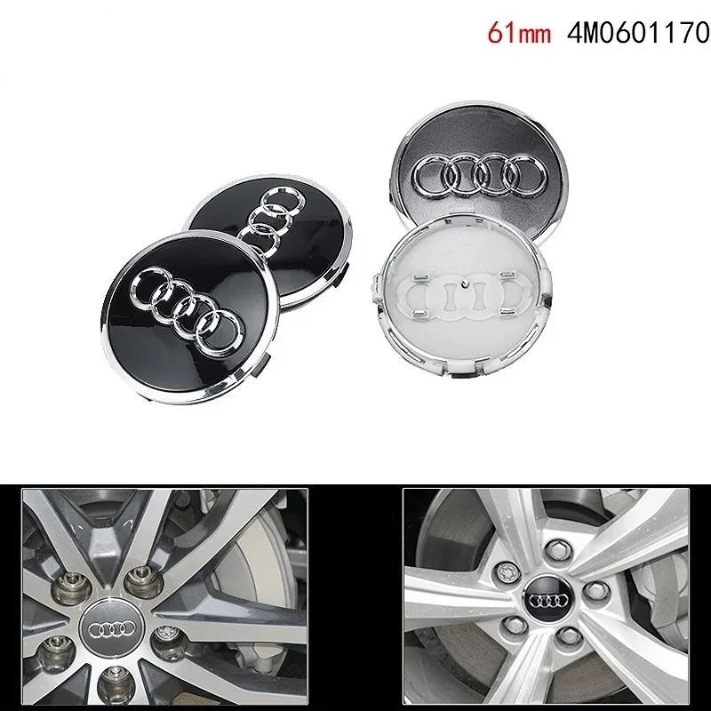 

61mm 4pcs Wheel Center Cap Emblem Hub for Audi A3 A4 A5 A6 A7 A8 S4 S6 Q5 Q7 Covers Badge Accessories Wheel Cap Label