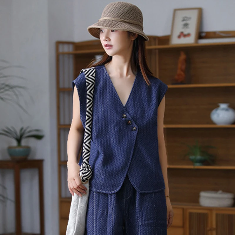 

Женский хлопковый льняной жилет, пальто, Новое поступление, осень 202, офисный стиль, винтажный однотонный женский верх без рукавов с v-образным вырезом, M1879