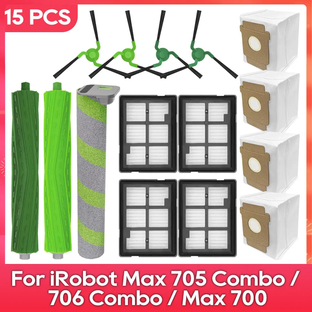 Geschikt voor (iRobot Roomba Max 705 Combo / 706 Combo / Max 700 Serie Combo) Hoofdborstel, filter, rolborstel, stofzak onderdeel