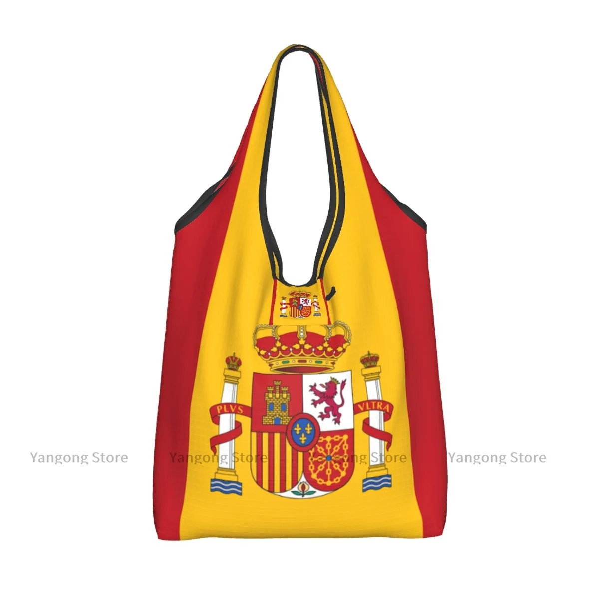 Shopping Bag Spain Flag Eco-friendly Folding Reusable Portable Shoulder Handbag for Travel Grocery Bag