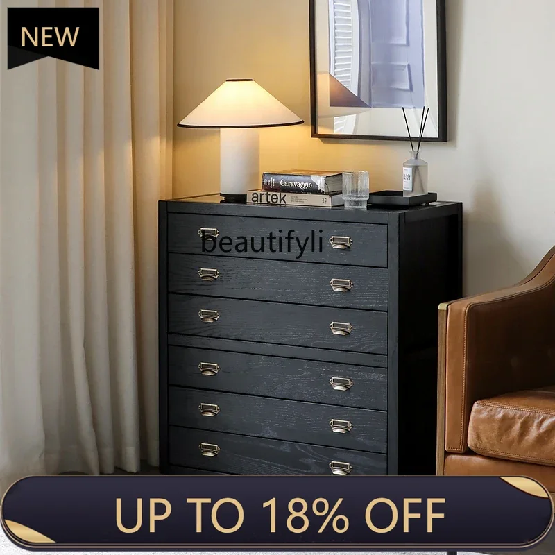 

P178 Nordic Retro Vintage Solid Wood Glasses and Watch Display Drawer Cabinet Storage Chest