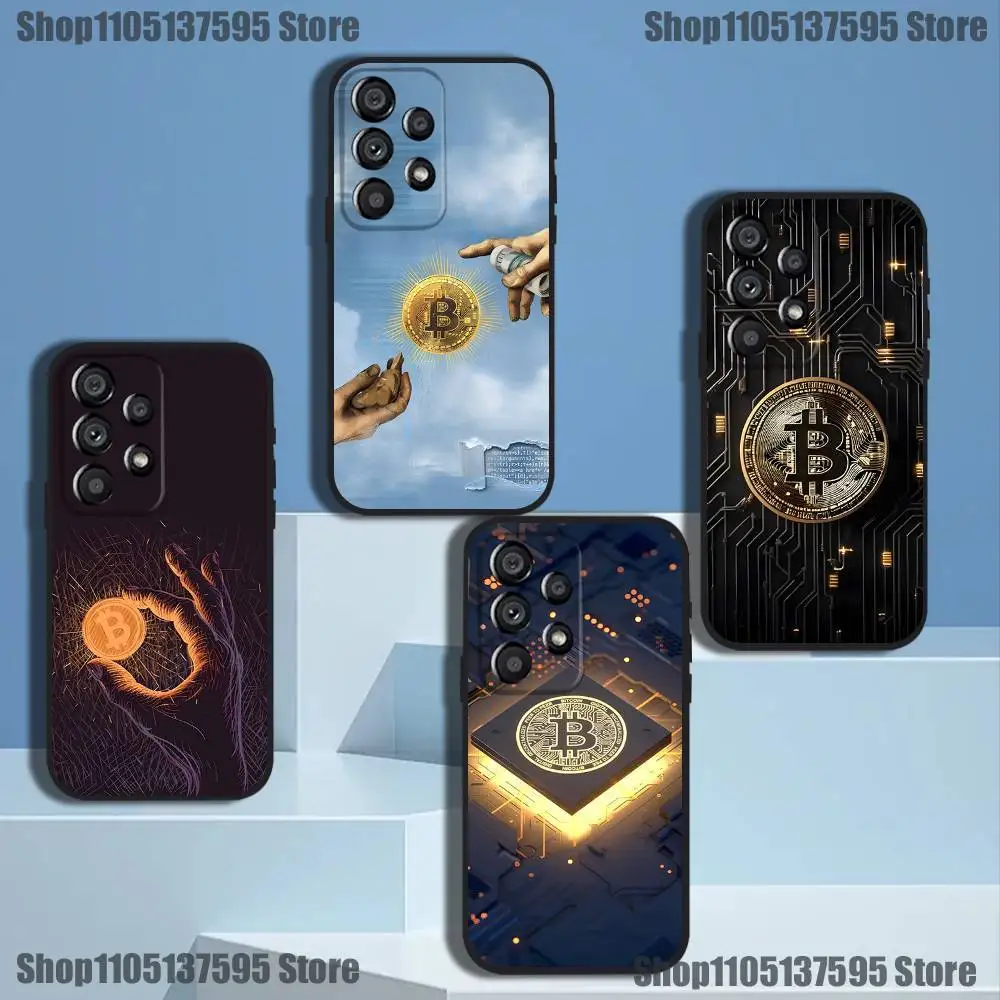 

Bitcoin Digital Currency Phone Case For Samsung Galaxy A73,31,32,72,41,53,52,71,22,5G,Note,J7,8,9 Soft Black Cover