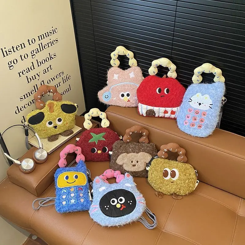 

Милая пушистая женская сумка в корейском стиле, модная сумка через плечо, сумки-кроссбоди для девочек