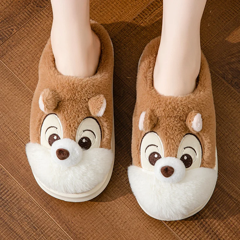 2024 new winter ladies indoor non-slip fluffy slide bedroom cartoon warm plush slippers men's casual cotton shoes