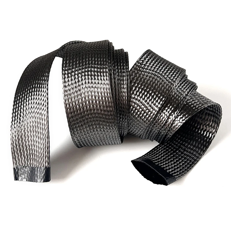 

ID 4~80mm Black Carbon Fiber Sleeving- High Density & Abrasion Resistant protecting wires Shield Wire Cable Tube Sheath Sleeve