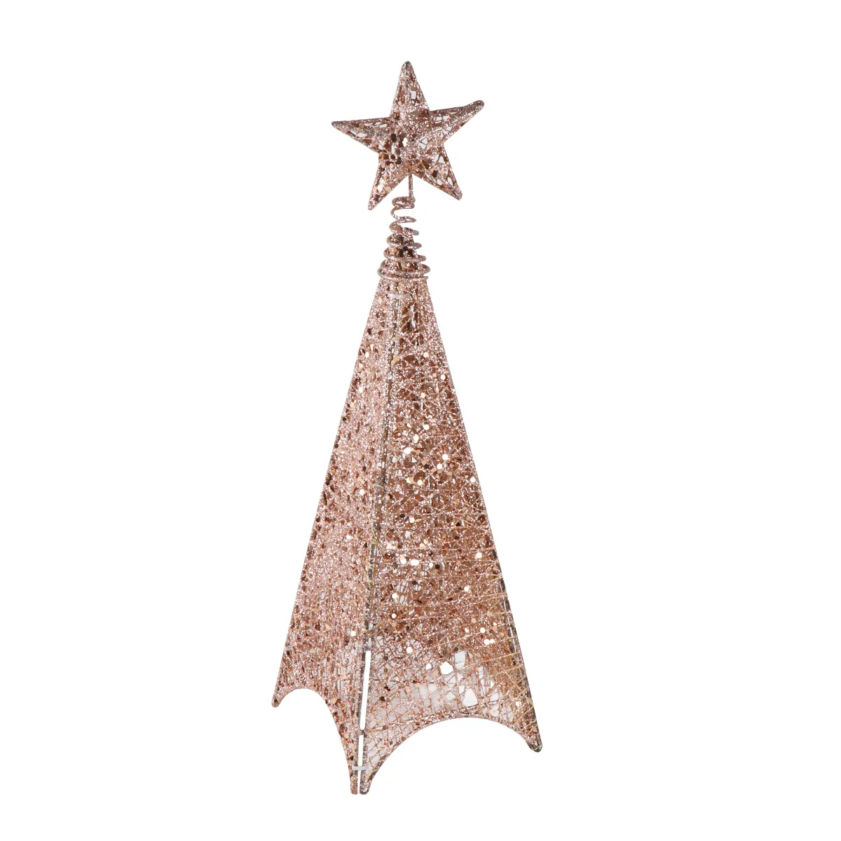 

40Cm Glowing Christmas Tree Tower Shaped Wrought Iron Mini Christmas Ornament For Display Home Party Decor Festival Decoration