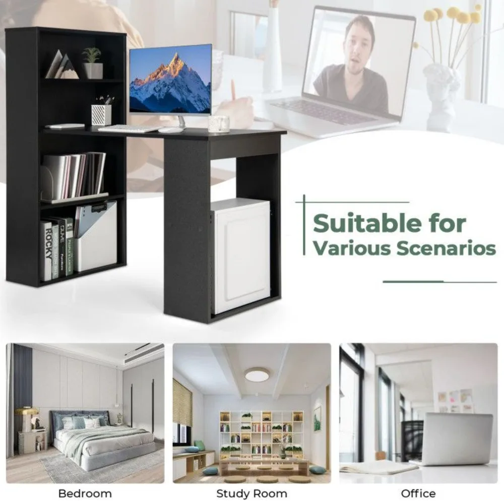 Meja Komputer dengan Rak Penyimpanan dan Dudukan CPU, Meja Komputer