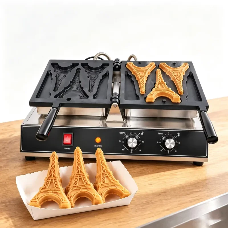 Electric Eiffel Tower Waffle Maker Commercial Non-stick Double-sided Flippable Design 1700W for Snack Bars