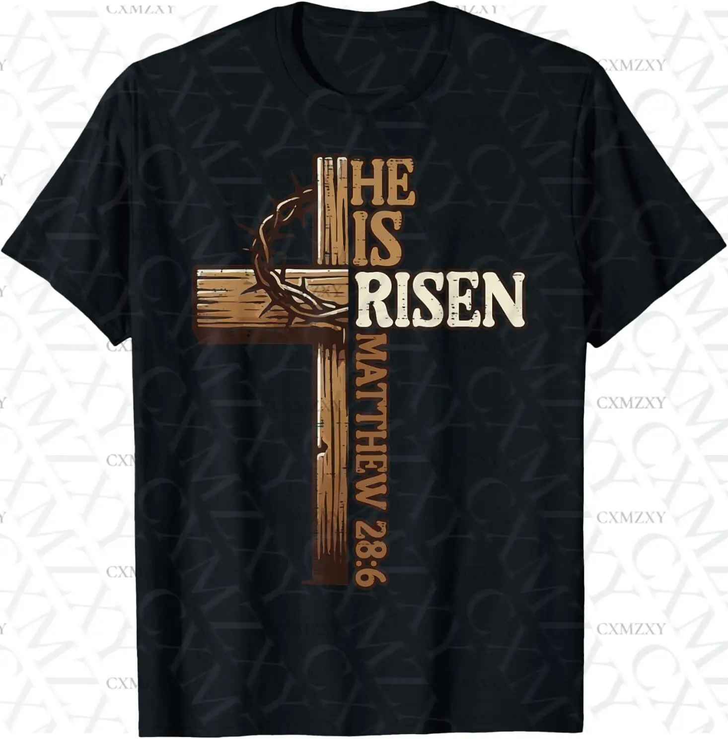 

Easter Cross He Is Risen Jesus Christian Men Women Kid Youth 100% Cotton T Shirt