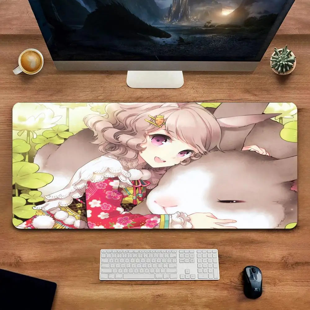 Large Mouse Pad  Desk Mouse Pad Cute Girl Giant Rabbit HD Desk Pad Extended Gaming Keyboard Mats Large XXL Gamer Mousepad 90x40