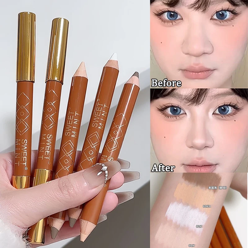 Surligneur à double tête pour femme, produits de maquillage, éclaircissant le teint de la peau, crayon illuminateur, correcteur, bronzants blancs, 256