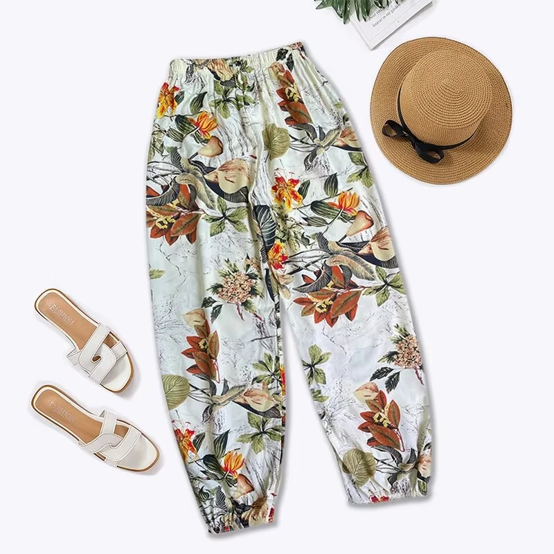 2026 Sommer Damen Lässige Weite Bequeme Hosen Elastische Hosen Lange Hosen Jogginghosen Sommer Strand Elastischer Bund Kinder – Detail 8