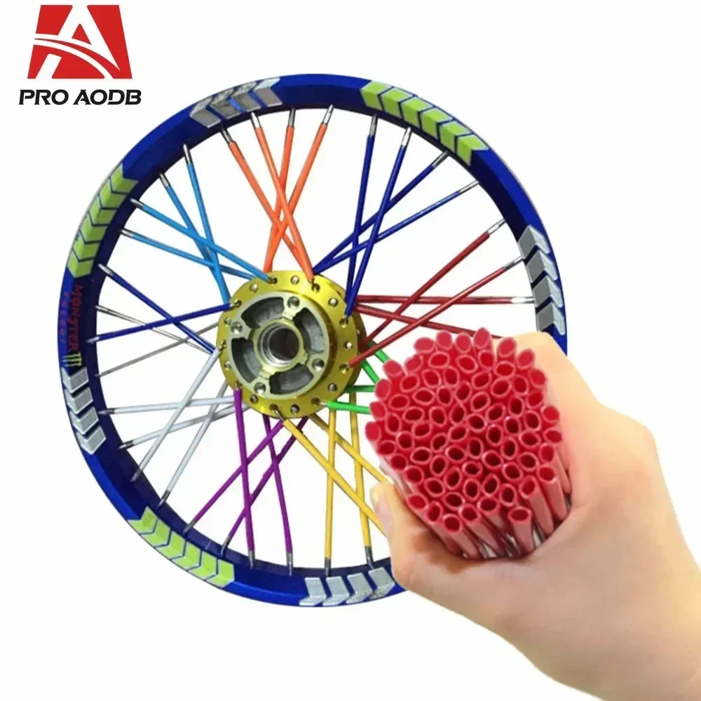 36Pcs Motorcycle Wheel Spoked Protector Wraps Rims Skin Trim Covers Pipe For Motocross Dirt Pit Bike Enduro Supermoto Honda