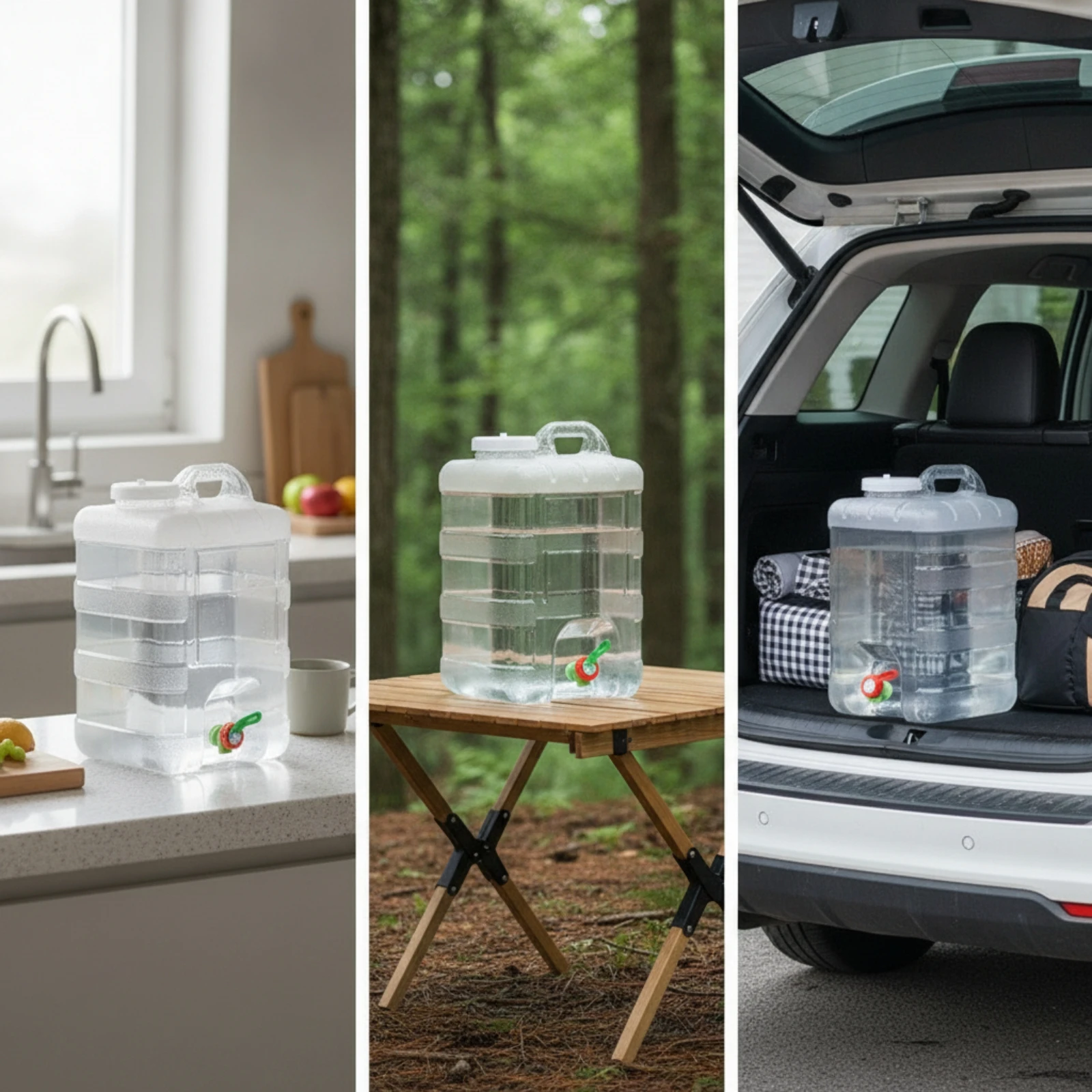 Water Storage Container with Spigot Thickened Camping Water Carrier with Tap Transparent Leakproof for Campers, Car Trips