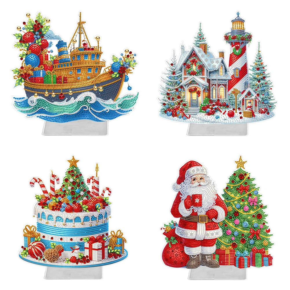 

Christmas Acrylic Special Shape Igloo Diamond Painting Tabletop Ornaments Kit Rhinestones Desktop Ornaments for Adults Beginner