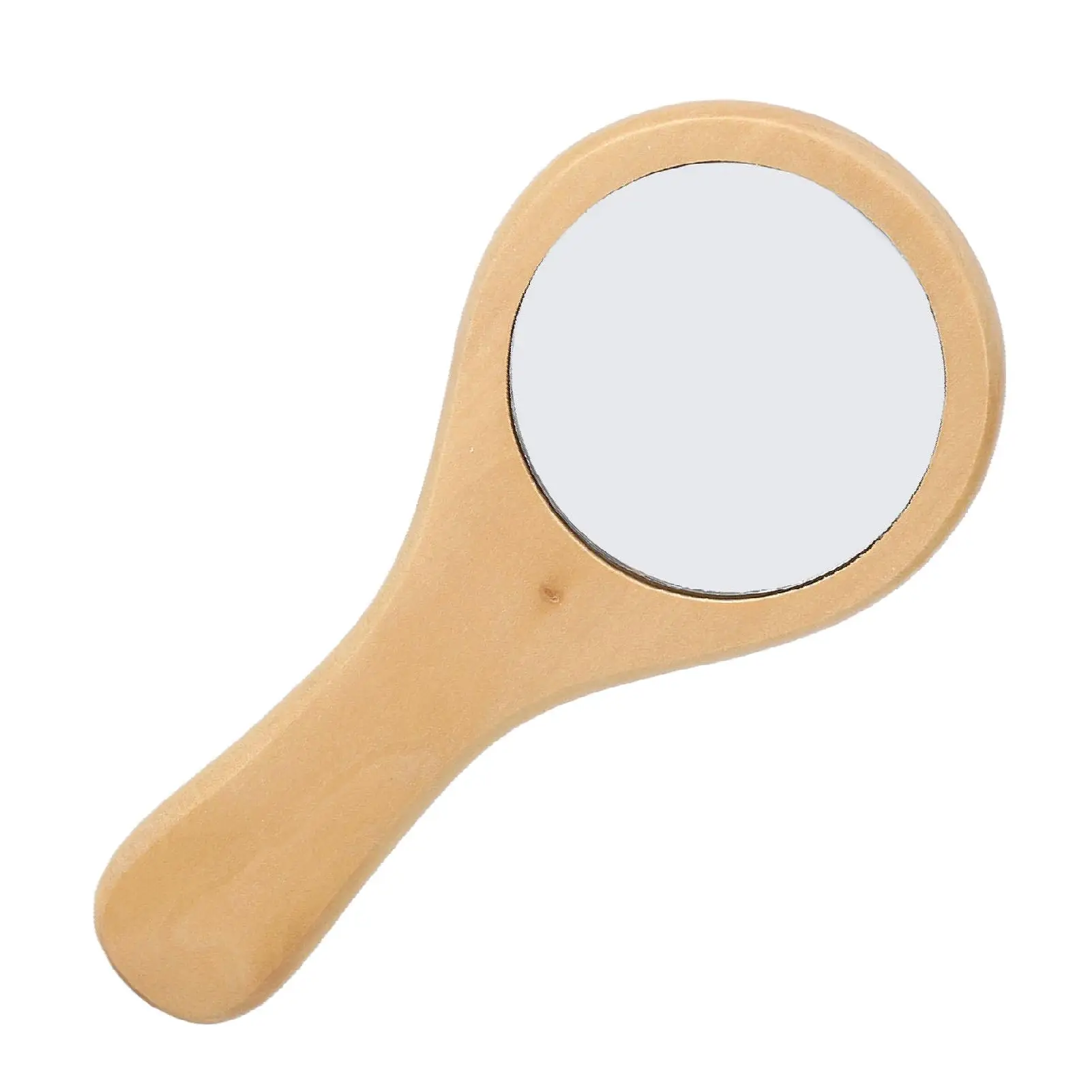 Miroir de maquillage portable avec poignée en bois, miroir cosmétique, réflexion claire, prise en main confortable, voyage