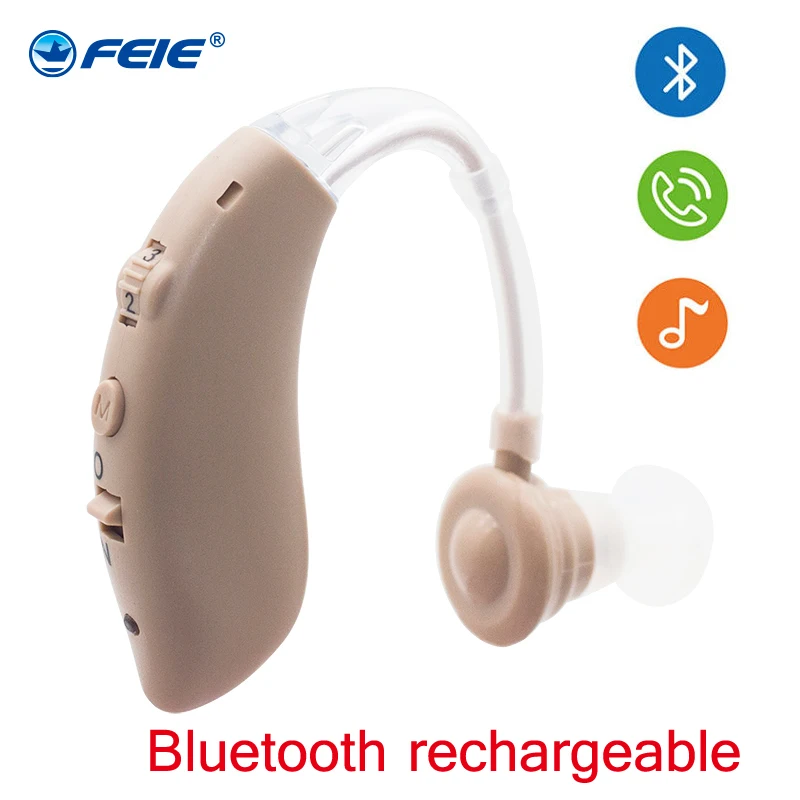 2024 Best USB Rechargeable Digital BTE Bluetooth Hearing Aid, Tunable Color Amplifier Portable Hearing Aid For The Deaf Elderly