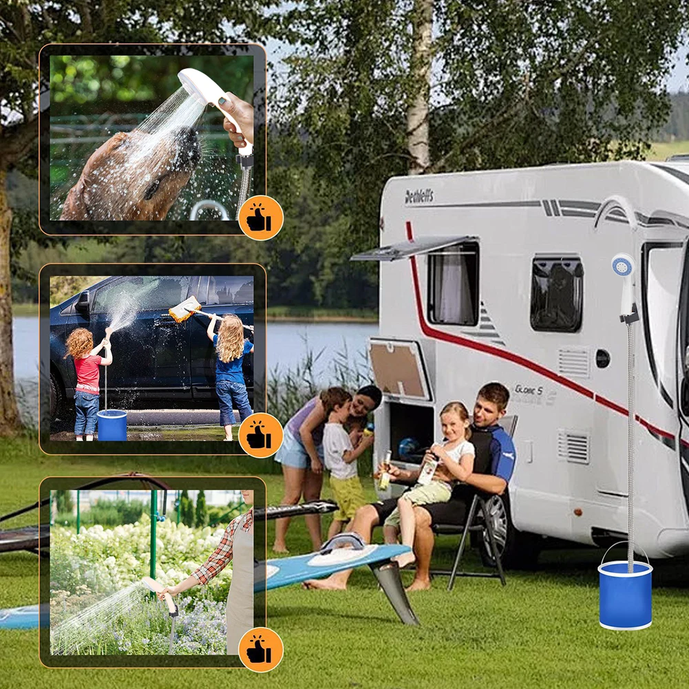 

Portable Electric Rechargeable Spray Camp Shower Head Outdoor Shower Head Sprayer for Outside Hiking Dog Bath Beach Traveling