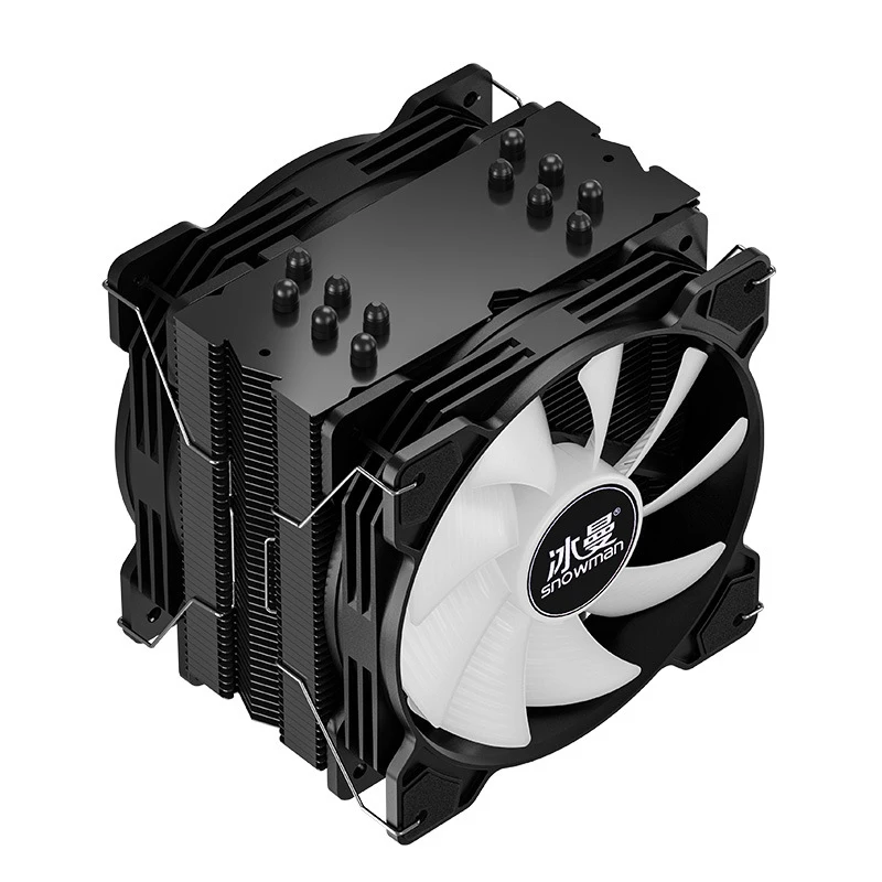 Snowman ARGB Temperature-Control CPU Cooler Noise-Free Heatsink Pure Copper 6 Heatpipes Radiator For Intel&AMD Processors