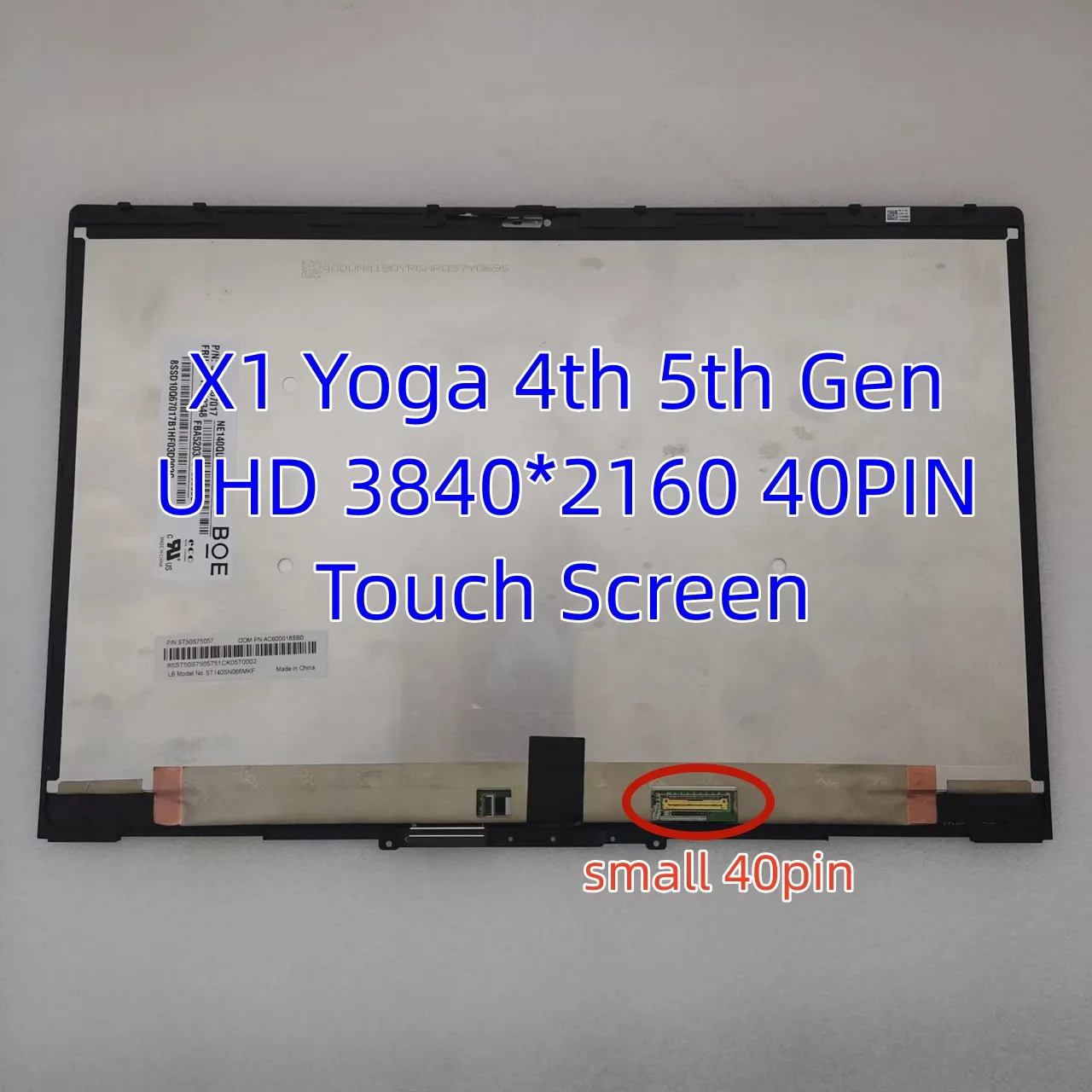 For Lenovo X1 Yoga 4th 5th Gen Touch Screen LCD Assembly 3840*2160 UHD 40Pins NV140QUM N53 NE140QUM-N61 MNE001EA1-1 Display