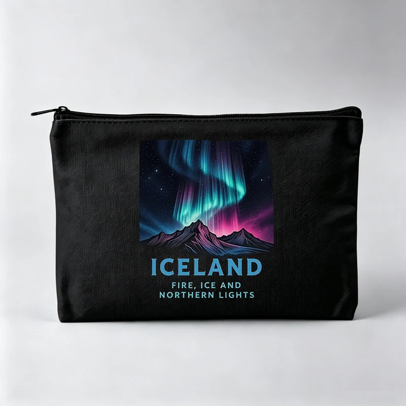 Women's Northern Lights Mountain Print Makeup Bag, Zipper Cosmetic Pouch for Daily Travel