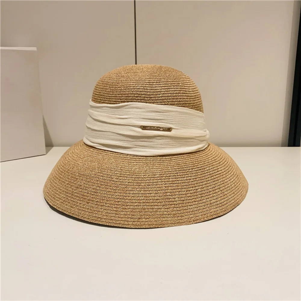 Spring and summer vacation straw hat, large eave sun protection beach hat, foldable sun protection hat