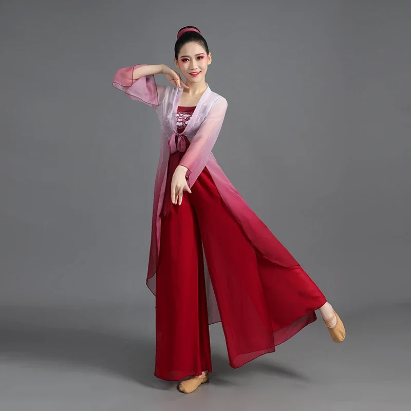 yes2026-costume-de-danse-chinoise-traditionnelle-ensemble-haut-et-pantalon-hanfu-couleur-degradee-robe-de-scene-retro-tenue-de-danse-folklorique-ancienne